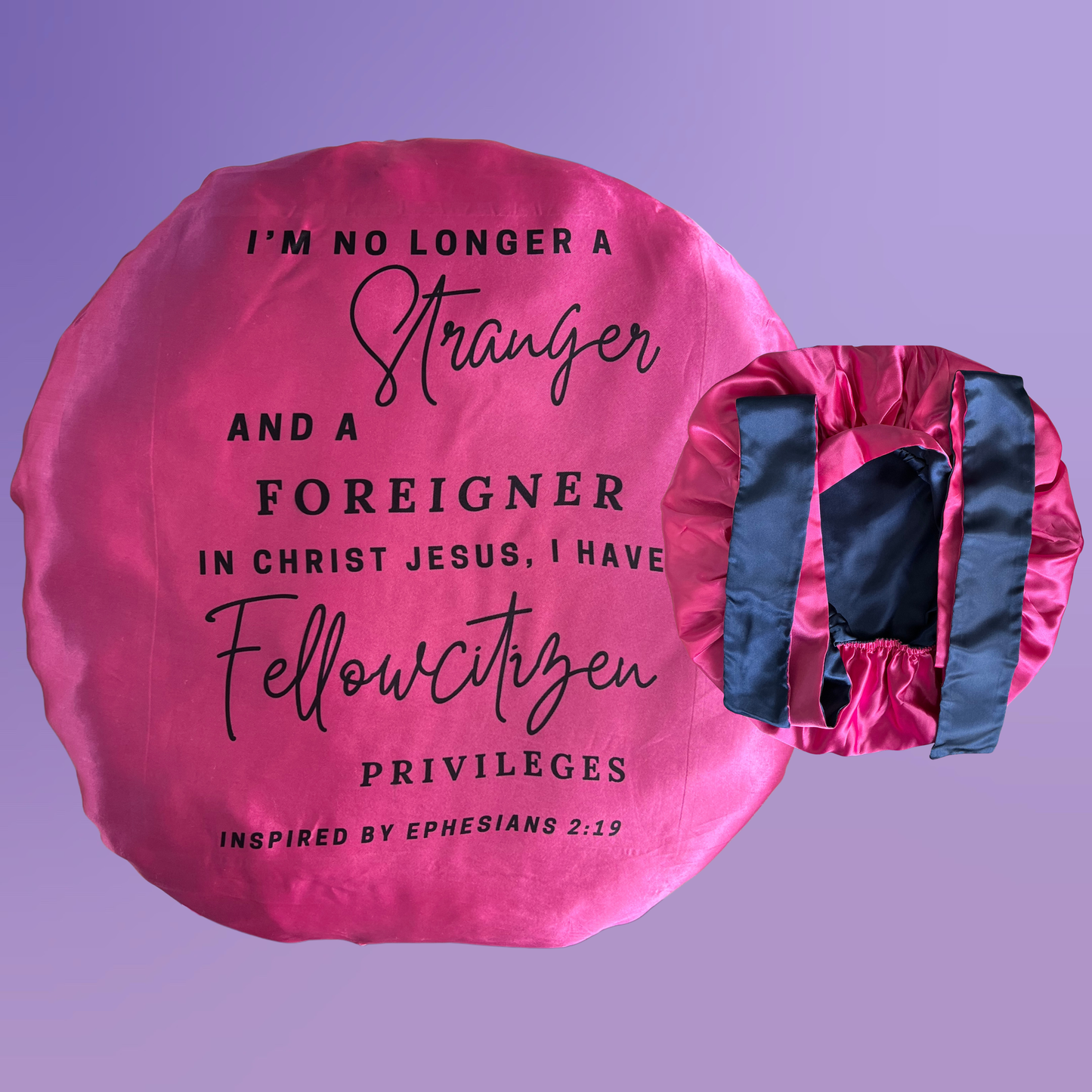Eph. 2:19 Reversible Satin Tie Bonnet